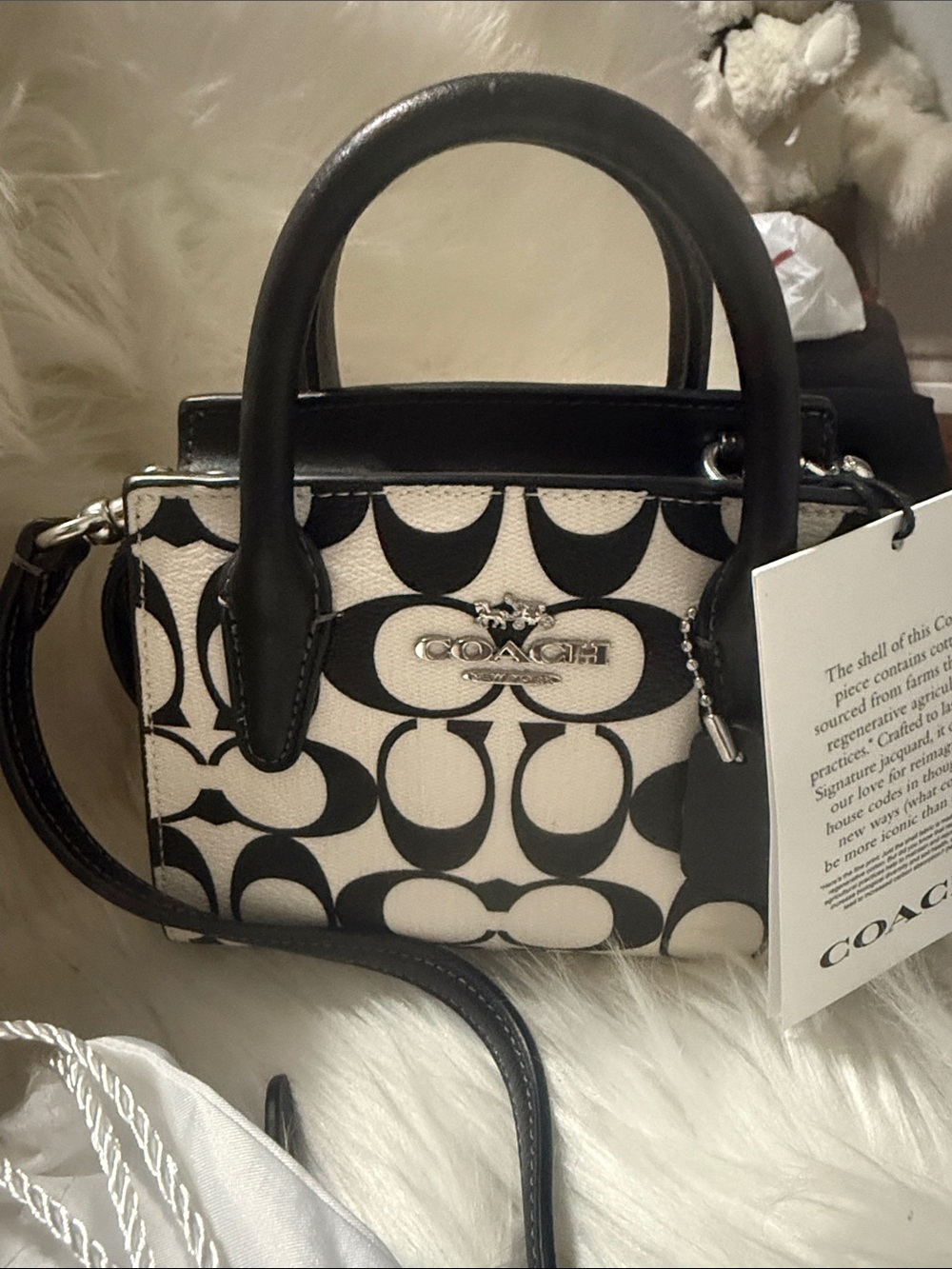 Coach Black & White Signature Mini Satchel with Top Handles  (PRICE IS FIRM)